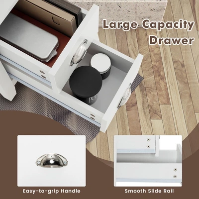 Tangkula 2PCS Nightstand Side End Sofa Table W/ 2 Drawers For Living Room Bedroom White 9 Tangkula 2PCS Nightstand Side End Sofa Table W/ 2 Drawers For Living Room Bedroom White - Image 7