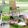 Tangkula Outdoor Folding Chair Collapsible Enlarged Chair With Cup Holder Grey/Brown -Tangkula GUEST c81f441b c632 4999 bddb 2e5157efd59d