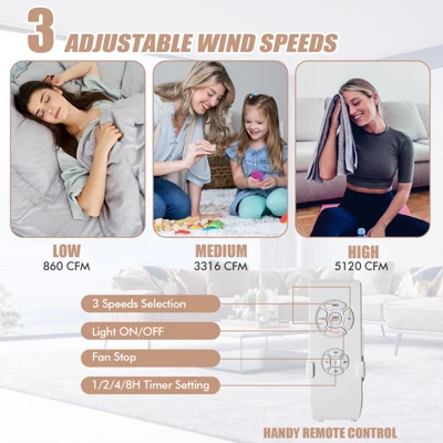 Tangkula 52" Ceiling Fan With Light And Remote Control Indoor Modern Ceiling Fan With Quiet Reversible ETL Motor Black/Silver/White 8 Tangkula 52" Ceiling Fan With Light And Remote Control Indoor Modern Ceiling Fan With Quiet Reversible ETL Motor Black/Silver/White - Image 6