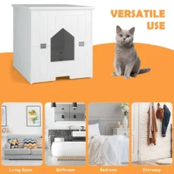 Tangkula Cat Litter Box Enclosure W/ Flip Magnetic Half Door Hidden Litter Box Enclosure -Tangkula GUEST cc37045d d884 42bb 9039 c129ddd251fd