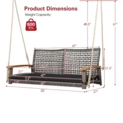 Tangkula Rattan Patio Porch Swing 2-Person Cushioned Swing Chair Bench -Tangkula GUEST cc889b59 7556 44ce a6da 8de67d2176f7