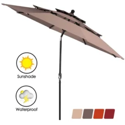 Tangkula Outdoor Auto-tilt Patio Market Umbrella W/ Double Vented -Tangkula GUEST cce72a47 a644 47d7 a68d 644010dbbced