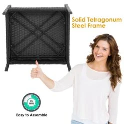 Tangkula Patio Rattan 4PCS Cushioned Chair Side Table Set Bistro Set Classic Furniture Single Sofa Thick Cushion Loveseat For Garden Black/Grey -Tangkula GUEST cd388bea 330b 4717 b675 f95717ba294e