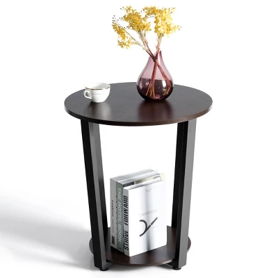 Tangkula 2-Tier Industrial Round End Table Metal Sofa Side Table W/ Storage Shelf 11 Tangkula 2-Tier Industrial Round End Table Metal Sofa Side Table W/ Storage Shelf - Image 9