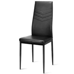 Tangkula Kitchen Set Of 4 Dining Chair PVC Leather Metal Base High Back
