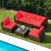 Tangkula 6PCS Wicker Patio Sectional Conversation Furniture Set With Coffee Table & Seat Cushions Red 1 Tangkula 6PCS Wicker Patio Sectional Conversation Furniture Set With Coffee Table & Seat Cushions Red -Tangkula GUEST ce2f5186 6d70 4562 8200 2651e740384f