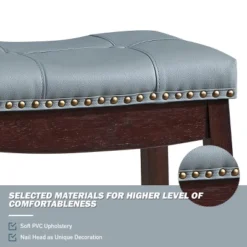 Tangkula Set Of 4 Saddle Bar Stools Backless Nailhead Counter Stool With Grey Cushions Coffee/White 21 Tangkula Set Of 4 Saddle Bar Stools Backless Nailhead Counter Stool With Grey Cushions Coffee/White -Tangkula GUEST ce6341a5 5e9c 40d5 bea8 96ca2030dc50