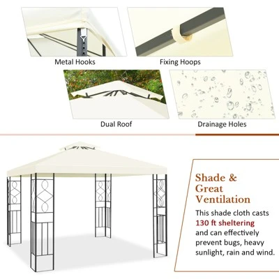 Tangkula 2-Tiers 10'x10'Outdoor Canopy Gazebo Art Steel Frame Party Patio Large Canopy Gazebo W/Netting 8 Tangkula 2-Tiers 10'x10'Outdoor Canopy Gazebo Art Steel Frame Party Patio Large Canopy Gazebo W/Netting - Image 6