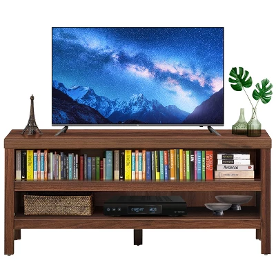 Tangkula TV Stand Fit 45” TV Media Center Open Console Cabinet With 2-Shelf Storage OakWalnut 6 Tangkula TV Stand Fit 45” TV Media Center Open Console Cabinet With 2-Shelf Storage OakWalnut - Image 4