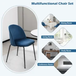 Tangkula Dining Chair Set Of 4 Upholstered Velvet Chair Set W/ Metal Base For Living Room -Tangkula GUEST cf27726c 5124 42c7 b0da 6d8b9f0e3135