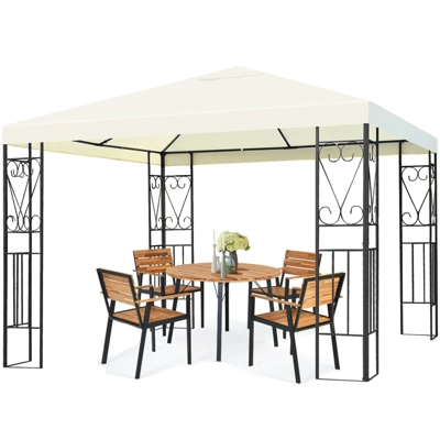 Tangkula 10'x10'Outdoor Canopy Gazebo Art Steel Frame Party Patio Large Canopy Gazebo 3 Tangkula 10'x10'Outdoor Canopy Gazebo Art Steel Frame Party Patio Large Canopy Gazebo