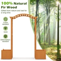Tangkula Garden Arbor With Planter Wooden Planter Arch With Trellis Natural -Tangkula GUEST cf8429c3 c91c 498f 845d a475175dd655