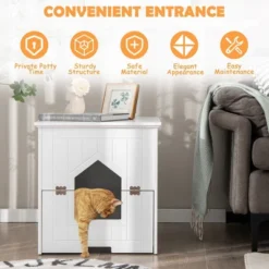 Tangkula Cat Litter Box Enclosure W/ Flip Magnetic Half Door Hidden Litter Box Enclosure -Tangkula GUEST cfc251c8 100d 4537 8d00 f0c8ddad539e