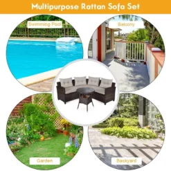 Tangkula 4PCS Outdoor Patio Conversation Set Wicker Rattan Sectional Sofa W/Cushions 17 Tangkula 4PCS Outdoor Patio Conversation Set Wicker Rattan Sectional Sofa W/Cushions -Tangkula GUEST cfd493a9 d494 43f3 841f aa209d28b108