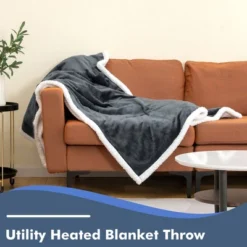Tangkula 50" X 60" Heated Electric Reversible Flannel & Fleece Blanket Throw W/10 Heat Levels, 9 Hours Auto Shut-Off, Overheat Protection Gray -Tangkula GUEST cfdfe518 37c7 4de5 aa1c 4ac072c0feee