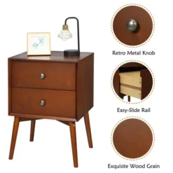 Tangkula Mid Century Nightstand Sofa End Table Bedroom Side Table With 2 Drawers -Tangkula GUEST d15bfca6 09ba 44f7 855a 07963c950ce1