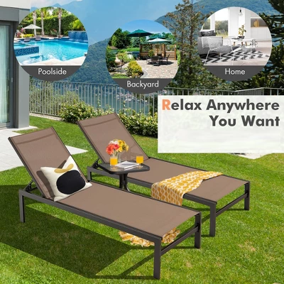 Tangkula Aluminum Patio Chaise Lounge Outdoor Adjustable Lounge Chair W/ 6-Position Backrest 4 Tangkula Aluminum Patio Chaise Lounge Outdoor Adjustable Lounge Chair W/ 6-Position Backrest - Image 2