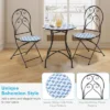 Tangkula 2PCS Outdoor Mosaic Folding Bistro Chairs Patio Chairs With Ceramic Tiles Seat And Exquisite Floral Pattern Blue Seat -Tangkula GUEST d1e98b72 1f3e 429c 8dc7 887bd1554bfd