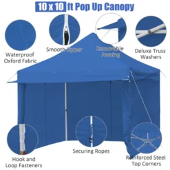 Tangkula 10x10ft Pop Up Tent, 4 Height Adjustment Folding Camping Tent With Awning -Tangkula GUEST d2101b7d 7ca4 42a8 bc41 43c091086bae