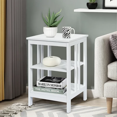 Tangkula 3-tier Side Table Nightstand Sofa End Table Storage Display Shelf 3 Tangkula 3-tier Side Table Nightstand Sofa End Table Storage Display Shelf