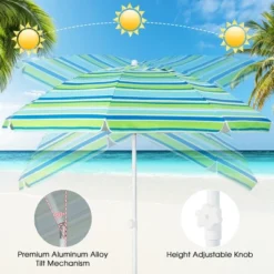 Tangkula 6.5 FT Patio Portable Beach Adjustable Umbrella W/ Folding Table & Sandbag Green -Tangkula GUEST d2e82fb2 6281 4102 b9b3 ad18f7815a04