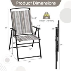Tangkula Outdoor Folding Chairs Set Of 2/4 Lightweight High Back Chairs W/ Armrests Heavy-Duty Metal Frame -Tangkula GUEST d4060eac e717 4443 a683 6934b813de01
