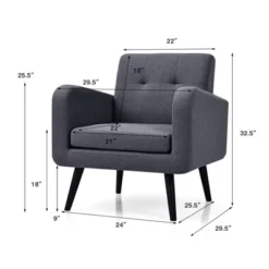 Tangkula Modern Upholstered Accent Chair Linen Fabric Single Sofa With Rubber Wood Leg Grey/ Blue 10 Tangkula Modern Upholstered Accent Chair Linen Fabric Single Sofa With Rubber Wood Leg Grey/ Blue -Tangkula GUEST d5394e6b 3915 486a aa3c 445a52e31aa1