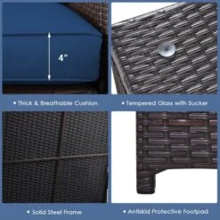 Tangkula Outdoor Rattan Sectional Loveseat Couch Conversation Sofa Set With Storage Box &Coffee Table Red/Navy/Turquoise 12 Tangkula Outdoor Rattan Sectional Loveseat Couch Conversation Sofa Set With Storage Box &Coffee Table Red/Navy/Turquoise -Tangkula GUEST d59982e6 7163 41c5 8021 1e66b3189b65