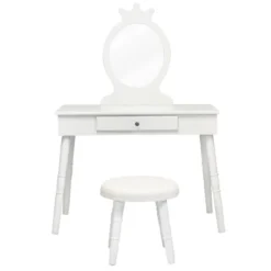 Tangkula Kids Princess Vanity Table Set W/ Chair Crown Mirror White 12 Tangkula Kids Princess Vanity Table Set W/ Chair Crown Mirror White -Tangkula GUEST d5b65474 3c9e 41ea 81b2 8970dbf22695