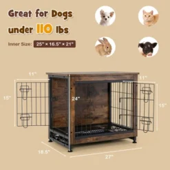 Tangkula Wooden Dog Crate Furniture With Tray Double Door Dog Kennels End Table -Tangkula GUEST d60861e9 91c1 4bed 8d46 f294021f35f1