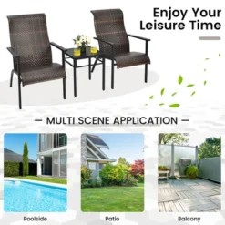 Tangkula 3PCS Rattan Bistro Chair Set Patio Furniture Set W/Table -Tangkula GUEST d76d59d1 4b56 4008 a2f3 597a6b34890f