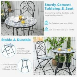 Tangkula 2PCS Outdoor Mosaic Folding Bistro Chairs Patio Chairs With Ceramic Tiles Seat And Exquisite Floral Pattern Blue Seat -Tangkula GUEST d874277c 06c3 4c8a 9fcf 813aea508f63