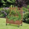 Tangkula 32in Wood Planter Box With Trellis And Wheels Mobile Plant Raised Bed For Indoor&Outdoor -Tangkula GUEST d8866f96 2162 4a9d 8bc1 de891cadcad3
