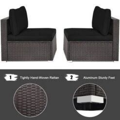 Tangkula 2PCS Patio Sectional Armless Sofas Outdoor Rattan Furniture Set W/ Cushions Black 18 Tangkula 2PCS Patio Sectional Armless Sofas Outdoor Rattan Furniture Set W/ Cushions Black -Tangkula GUEST d898e1c2 33a8 4142 a49c a9cc9c5107b1