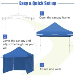 Tangkula 10x10ft Pop Up Tent, 4 Height Adjustment Folding Camping Tent With Awning -Tangkula GUEST d919c548 d8ff 48be badd ec88486d07a4