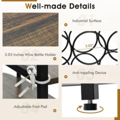 Tangkula Wine Rack Table Coffee Bar Cabinet Freestanding Liquor Stand Glass Holder 10 Tangkula Wine Rack Table Coffee Bar Cabinet Freestanding Liquor Stand Glass Holder -Tangkula GUEST d93614f8 9d77 40f4 bf98 c34e6fdb7215