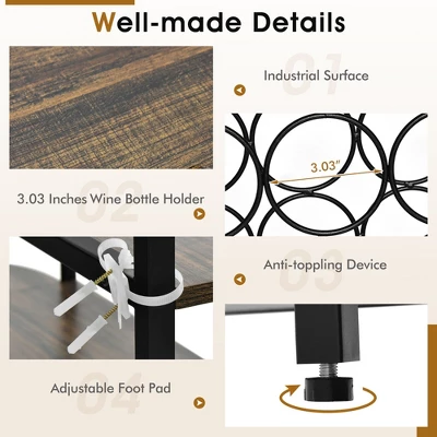 Tangkula Wine Rack Table Coffee Bar Cabinet Freestanding Liquor Stand Glass Holder 5 Tangkula Wine Rack Table Coffee Bar Cabinet Freestanding Liquor Stand Glass Holder - Image 3