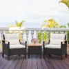 Tangkula 3PCS Patio PE Rattan Conversation Furniture Set Bistro Set Acacia Wood Tabletop -Tangkula GUEST d9ab6574 f02e 41cf bd32 5d8bb09bd30f