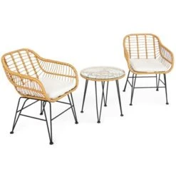 Tangkula 3 Pieces Patio Furniture Set W/Tempered Glass Coffee Table Set For Garden And Backyard White/Red/Turquoise/Grey/Black Cushions 22 Tangkula 3 Pieces Patio Furniture Set W/Tempered Glass Coffee Table Set For Garden And Backyard White/Red/Turquoise/Grey/Black Cushions -Tangkula GUEST d9b35093 e6e3 4ef1 918b 9904d8282a29