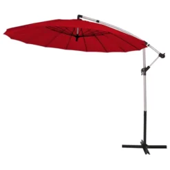 Tangkula 10 FT Patio Offset Hanging Market Umbrella Cantilever Outdoor Umbrella W/Crank & Cross Base -Tangkula GUEST d9c4e43e 09bc 45a1 8019 190ab16893d7