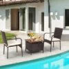 Tangkula 3 PCS Patio Furniture Set PE Wicker Bistro Set W/Acacia Wood Coffee Table & Umbrella Hole For Backyard Garden Poolside -Tangkula GUEST dbcd4a2f 189b 4d50 ad59 ed99d43443bb