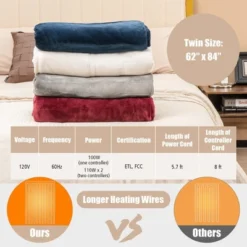 Tangkula 62"x84"/84"x90" Heated Blanket Twin/Queen Size Electric Heated Throw Blanket W/ Timer -Tangkula GUEST dbd4a58b f115 4aba 89d4 b3671f362dc4