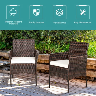 Tangkula Outdoor 4 PCS Rattan Dining Chair Patio Cushioned Arm Chair W/Zipper Brown 9 Tangkula Outdoor 4 PCS Rattan Dining Chair Patio Cushioned Arm Chair W/Zipper Brown - Image 7