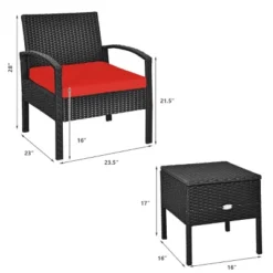 Tangkula 3-Piece Patio Wicker Storage Table & Chair Set Outdoor Conversation Set Red -Tangkula GUEST dc5deb7a 4b4d 45c2 8dda 040deac0e6ff