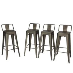 Tangkula Set Of 4 Metal Bar Stools 30" Industrial Height Chair Low Back -Tangkula GUEST dc7c8a9b c417 405f 98c5 e6b525ec369c