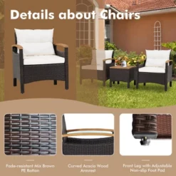 Tangkula 3PCS Patio PE Rattan Conversation Furniture Set Bistro Set Acacia Wood Tabletop 15 Tangkula 3PCS Patio PE Rattan Conversation Furniture Set Bistro Set Acacia Wood Tabletop -Tangkula GUEST dcdbf1e4 88b5 472f b141 753887a8e991
