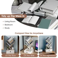 Tangkula 5-Tier Tree Bookshelf W/ Wooden Drawer Display Storage Organizer Rack -Tangkula GUEST dceb7327 3a74 4d9a b71c d5446efdd24f