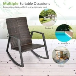 Tangkula 3PCS Rattan Bistro Rocking Chair Set Patio Furniture Set W/ Cushions -Tangkula GUEST dd61468a b9b5 425d b8b5 8f86c80119cb
