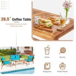 Tangkula 8PCS Patio Rattan Furniture Set Wood Frame Cushioned Sofa With Coffee Table Sectional Conversation Sofa Set For Garden Turquoise/Navy/Brown/Red -Tangkula GUEST dd66c24a 9cec 4f31 a4c9 a76316b142ad