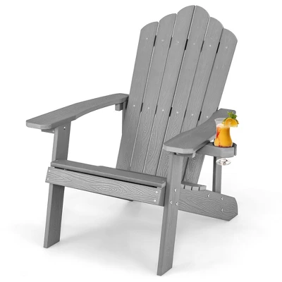 Tangkula Patio HIPS Outdoor Weather Resistant Slatted Chair Adirondack Chair W/ Cup Holder 14 Tangkula Patio HIPS Outdoor Weather Resistant Slatted Chair Adirondack Chair W/ Cup Holder - Image 12